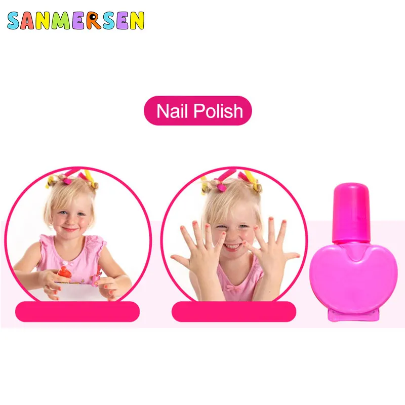

Washable Fashion Kids Makeup Cute Beaded Bow Buckle Handbag Early Learning Beauty Set Baby Girl Toys