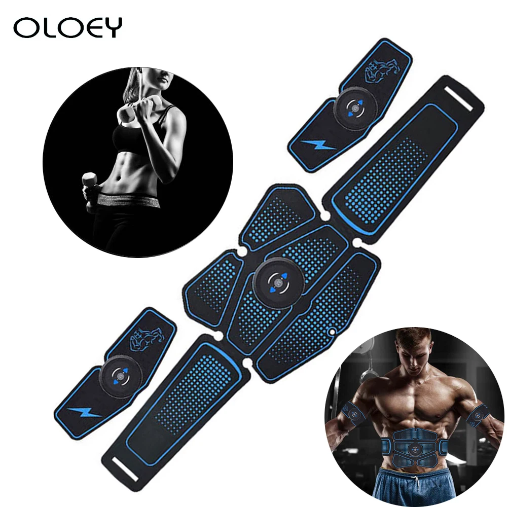 

USB Rechargable Wireless EMS Electric Abdominal Muscles Trainer ABS Stimulator Body Weight Loss Massage Gym Belly Sport Fitness