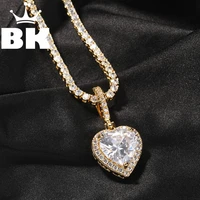 the bling king new peach heart pendant necklace color psychedelic hiphop full iced out cubic zirconia cz stone