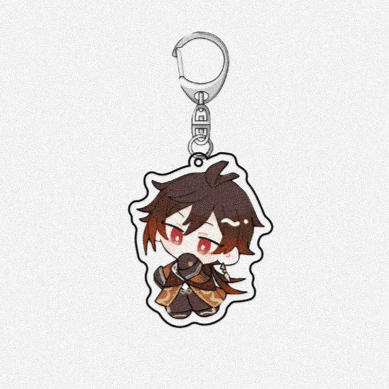 Акриловый брелок для ключей Genshin Impact в виде игрушечной фигурки разбавленной Zhongli