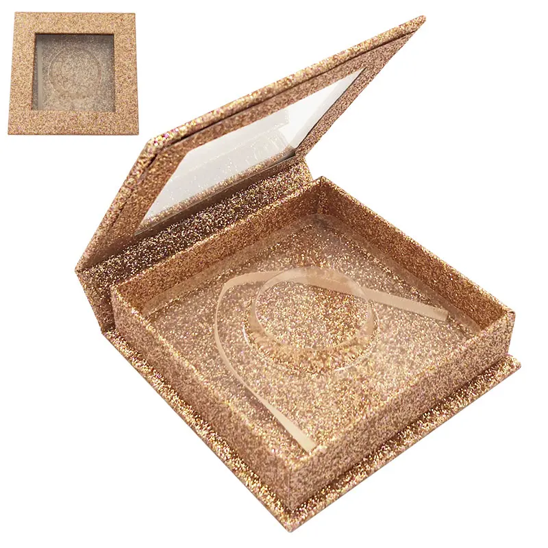 

wholesale false Eyelashes Packaging Box Lash Boxes Packaging Custom Logo Faux Mink Lashes Strip glitter shiny Empty Case Vendors