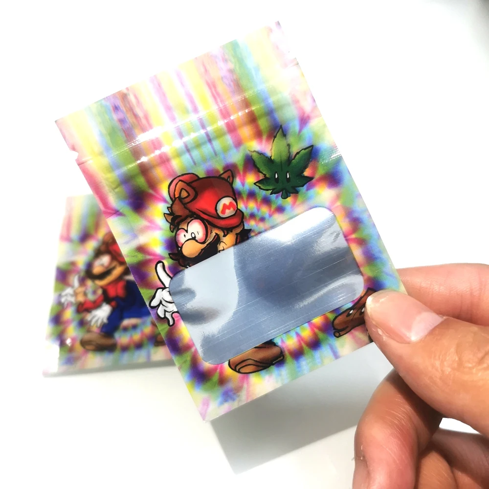 

10/20pcs Cartoon Tobacco Bags 6*8 CM Zip Lock Pouches Aluminum Mylar Foil Food Bags Weed Package Bag Candy Man Mylar Bags