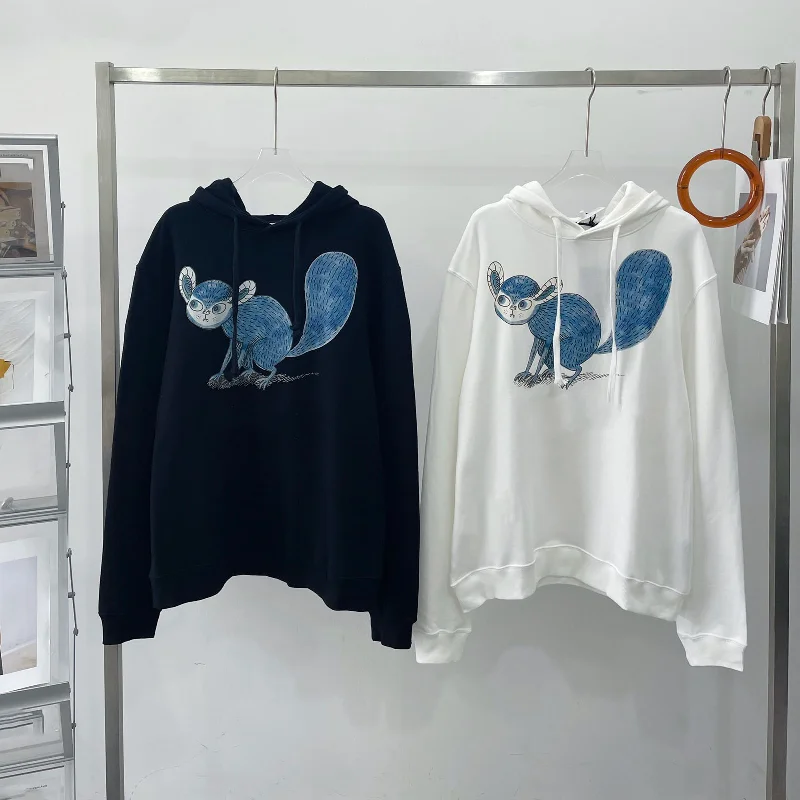 

2021 Deluxe animal alphabet printing fashion women's long sleeve Hooded Sweatshirt casual and versatile loose women's sweater