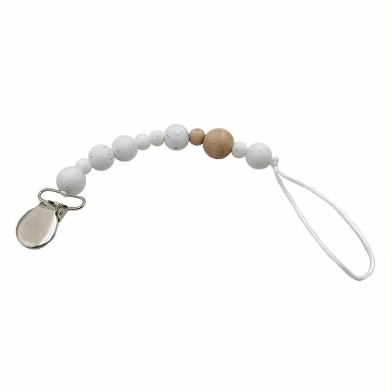 Cadena de mordedor para beb&eacute;, mordedor org&aacute;nico, dentici&oacute;n Natural de agarre de juguete, cuentas de silicona, mordedor para beb&eacute; reci&eacute;n nacido, regalo DIY para beb&eacute;-4