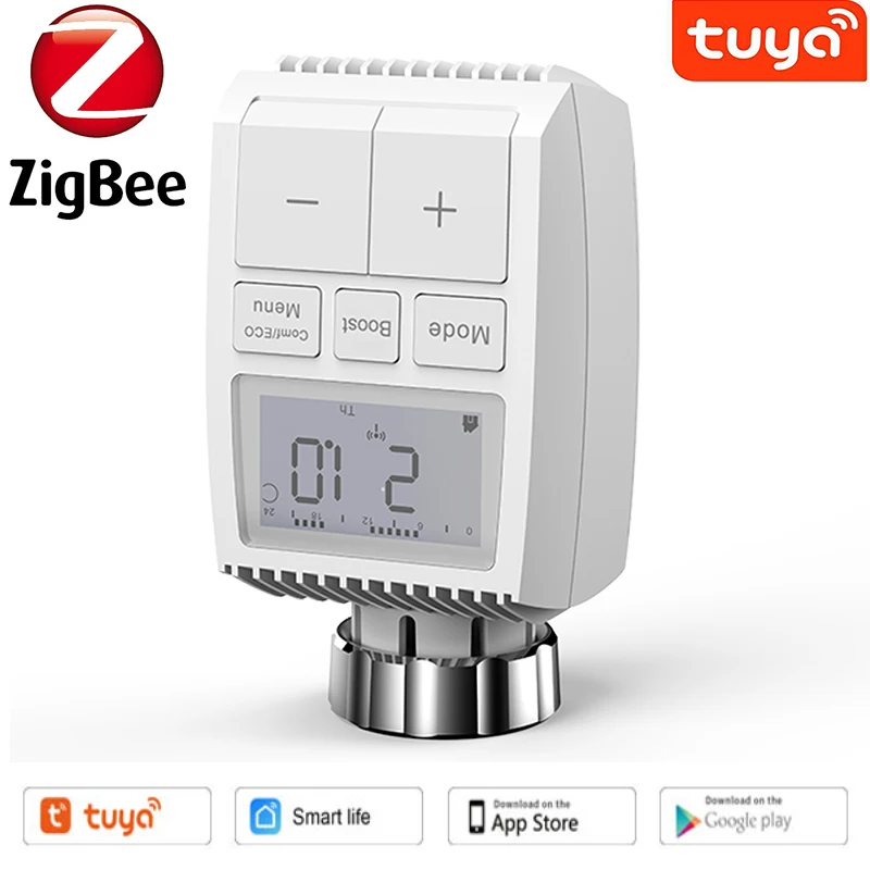 

Умный привод радиатора Tuya ZigBee3.0, программируемый термостатический клапан радиатора, регулятор температуры, Голосовое управление с Alexa