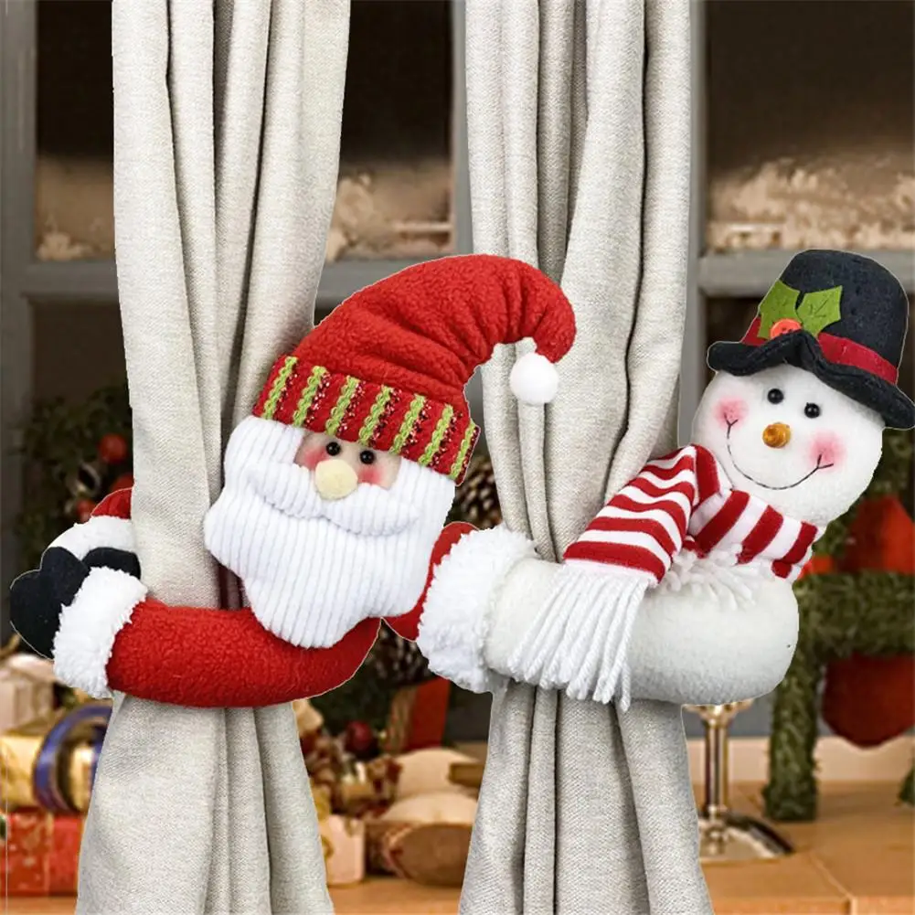 

Рождественская занавеска, Пряжка для дома, Санта-Клаус, снеговик, лось, подарки, держатели для украшения окон