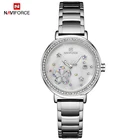 Часы наручные NAVIFORCE женские стальные, брендовые Роскошные с цветами и кристаллами, с датой, 2021