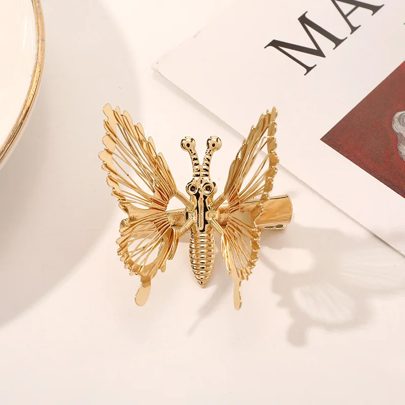 

1Pcs Fashion French Gold Hollow Butterfly Hair clip hairpin Cute hairwear Imitation Bridal hairpin Animal Jewelry For Girls