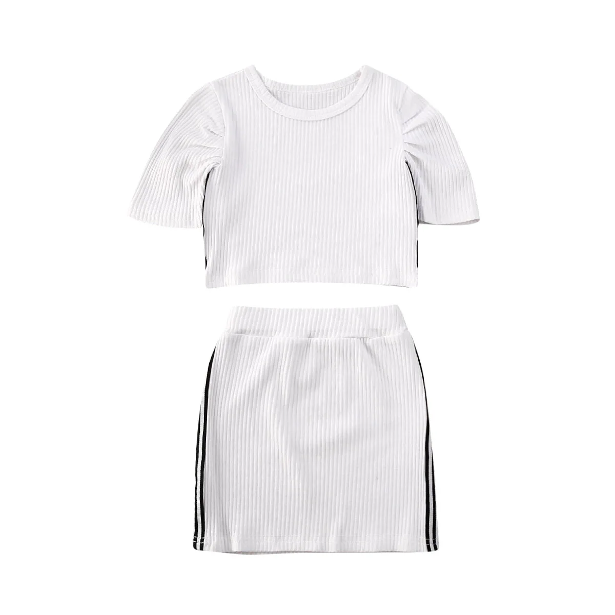 Комплект однотонной одежды для маленьких девочек Хлопковая спортивная одежда