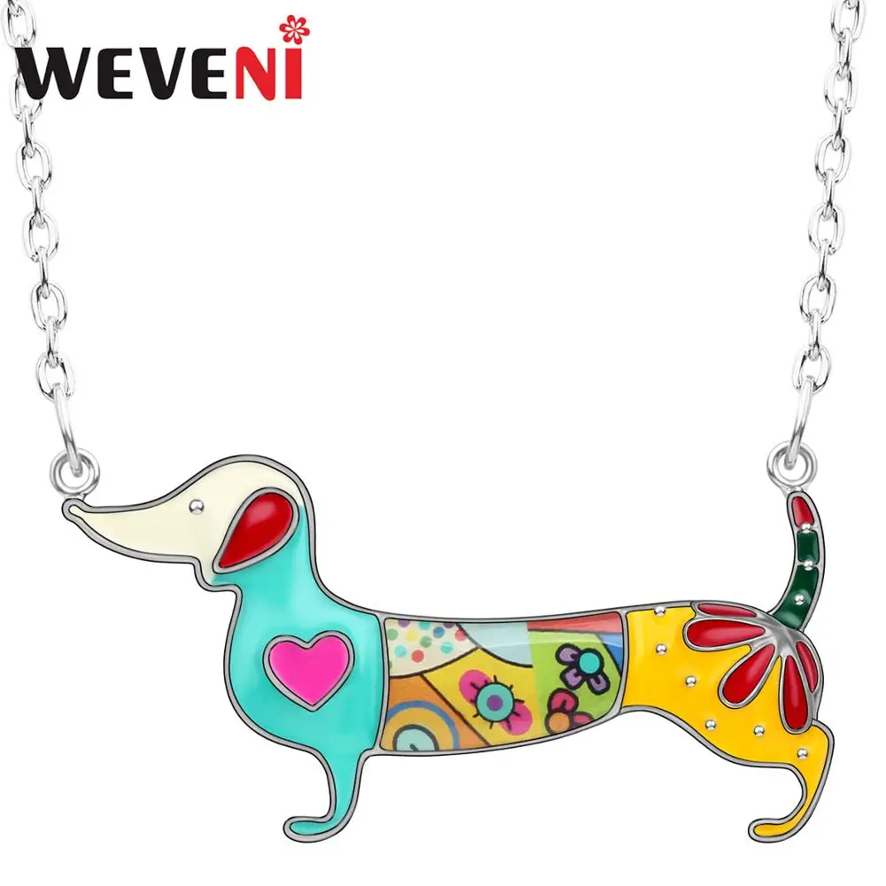 WEVENI сплав Эмаль Аниме такса Подвеска для ожерелья собак цепь воротник милые