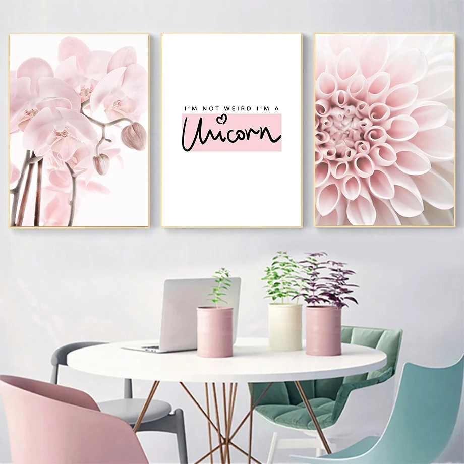 Рождественская Картина на холсте розовый цветок фаленопсис пион Далия цитаты