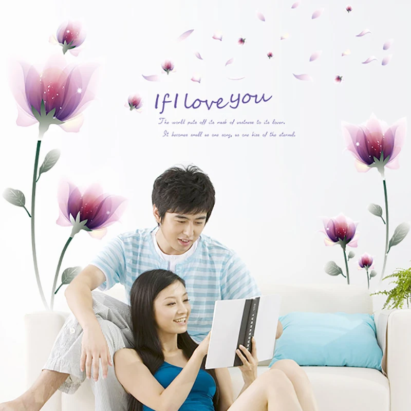 Фиолетовая Роза наклейки на стену виниловая модная Водонепроницаемая Наклейка