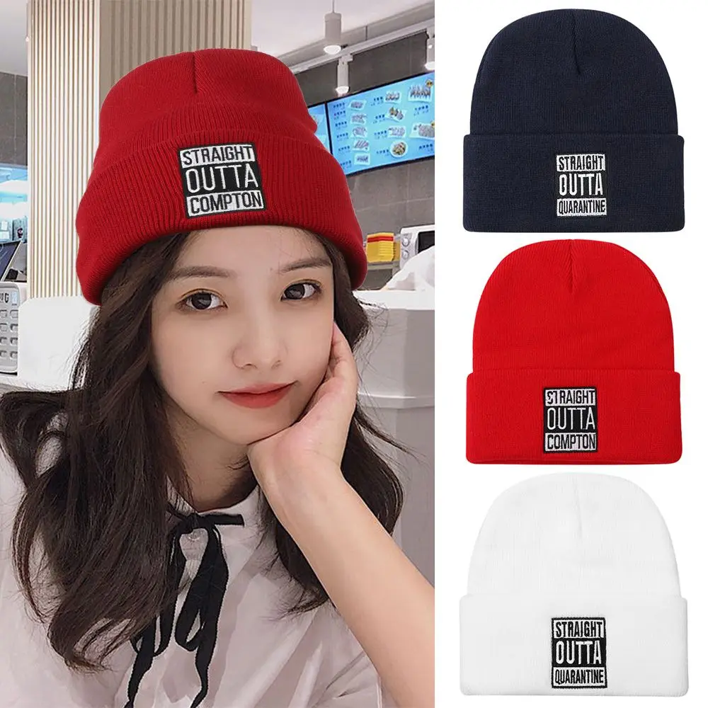 Зимняя мягкая шапка с буквенным принтом теплые лыжные шапки из карантина вязаные