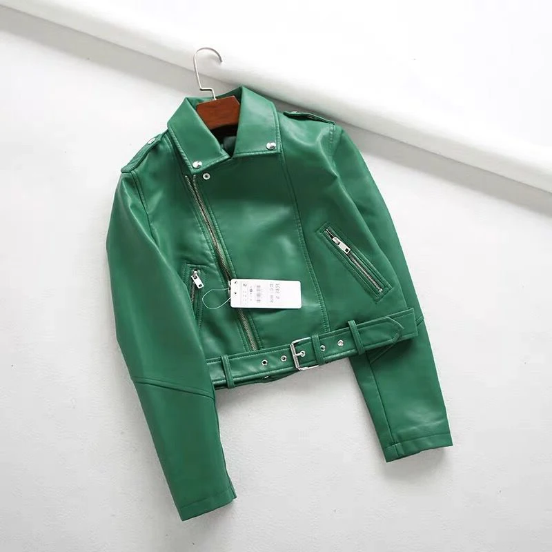 Женская зимняя куртка желтая красная черная Зеленая кожаная пальто локомотивов