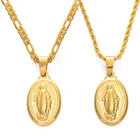 Anniyo девственная Мария кулон веревочные ожерелья для мужчин женщин Золотой Цвет Девы Марии ювелирные изделия оптовая продажа с подвеской в виде креста, трендовая цепочка # 006210R