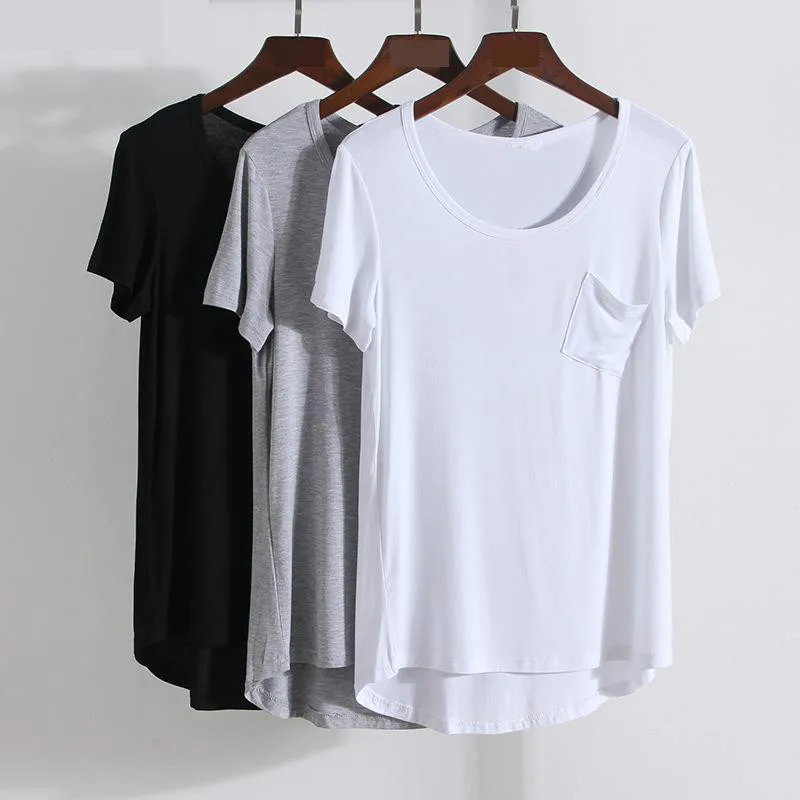 Модальные Короткие футболки с круглым вырезом свободные летние Новое