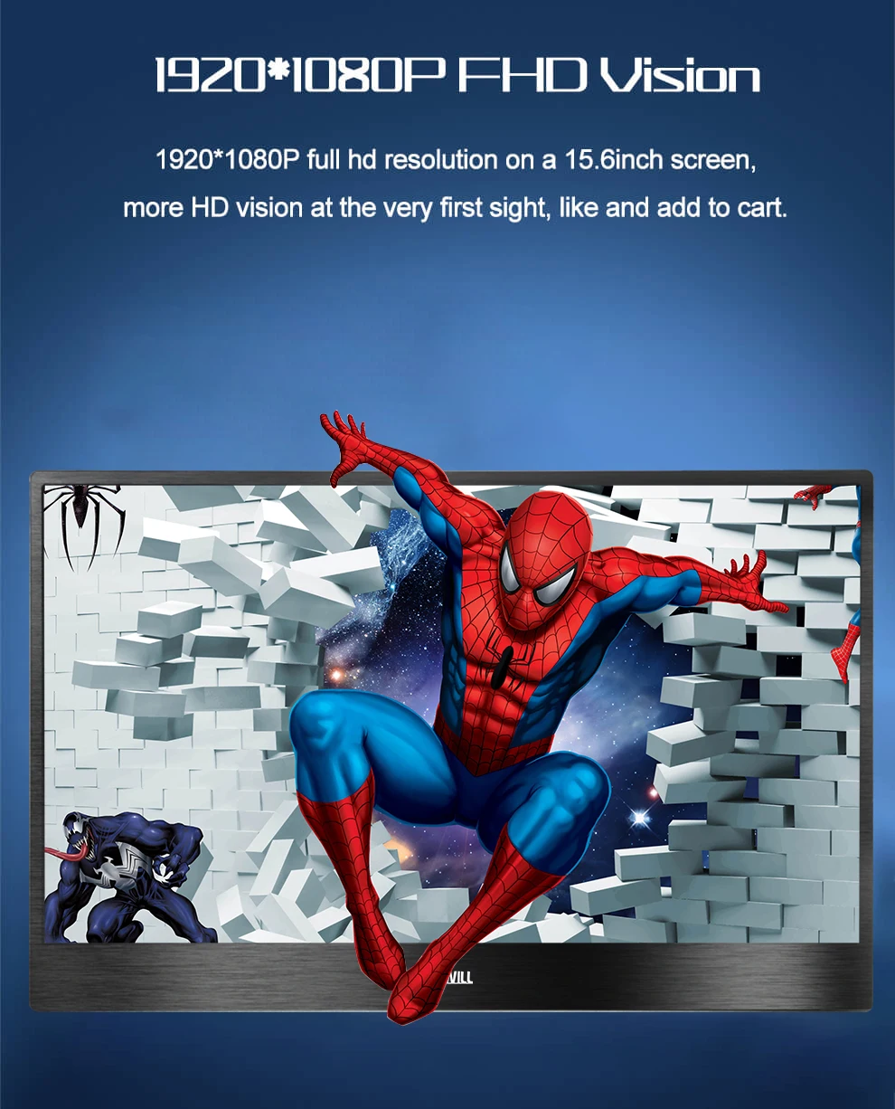 Kaufen 15,6-zoll Typ-C HDMI 1920x1080 Tragbare PC Monitor, Legierung CNC Technologie, Geeignet Für Notebook XBOX PS4 Schalter Raspberry Pi
