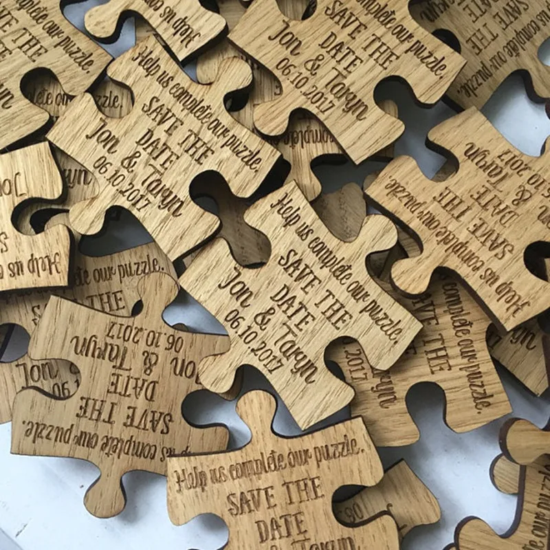 Modern Save the Date wood save dates magnet custom Puzzle Fridge Magnets wedding invitation Bride Groom Thank You Favor gift | Дом и сад
