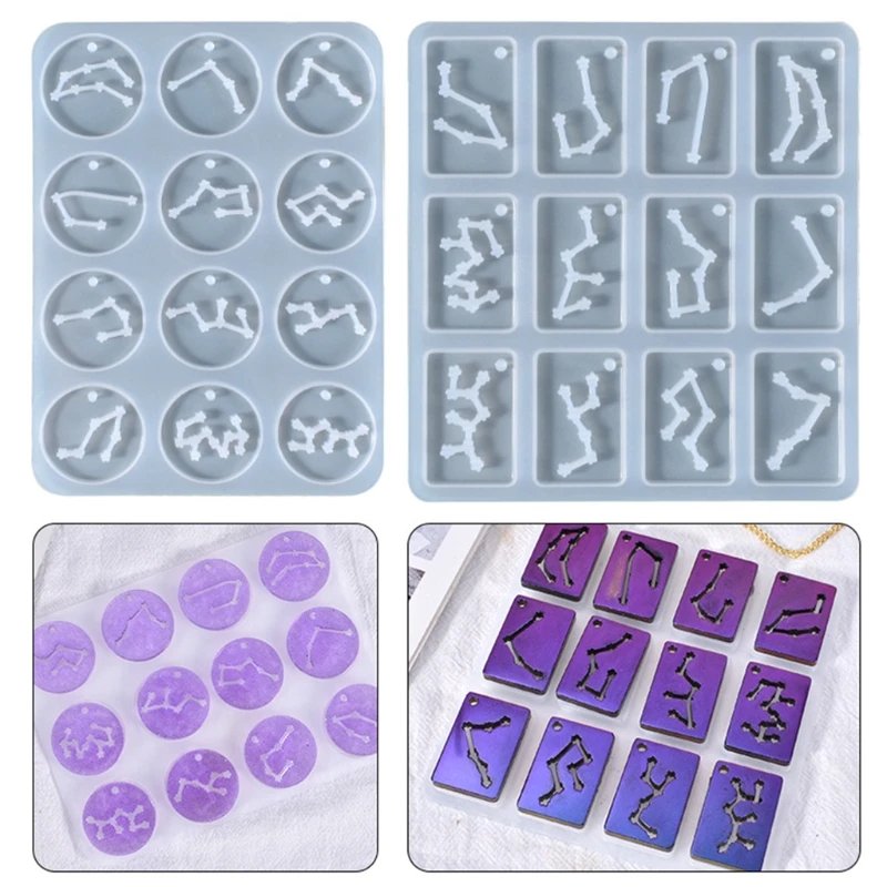 

Keychain Mold Constellation Pendant Silicone Mold Astrology Diy Epoxy Casting Mold Jewelry Necklace Pendant Making Mold