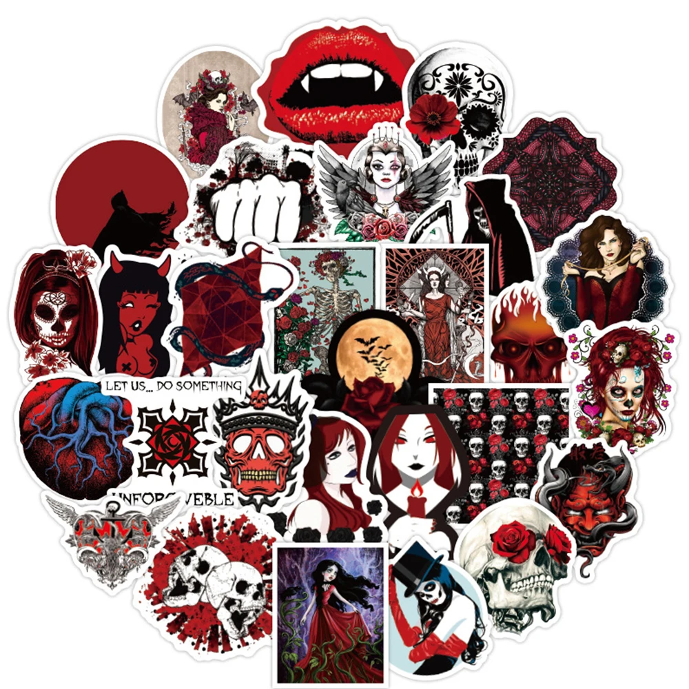 50 шт. рождественские черные настенные наклейки и белые ботильоны в стиле панк