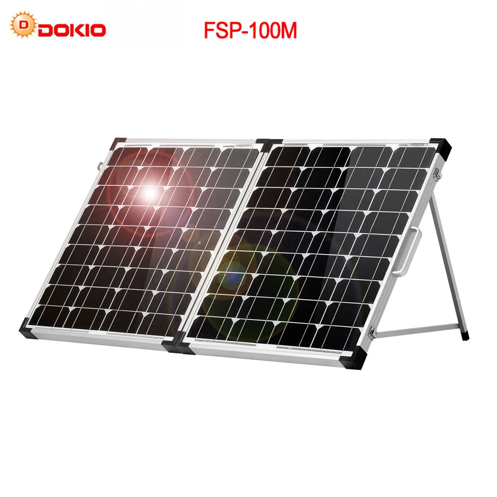 Dokio бренд 100 Вт(2 шт. x 50 Вт) Складная солнечная панель Китай 18 в+ 10A 12 В/24 В контроллер солнечной батареи/модуль/система зарядное устройство