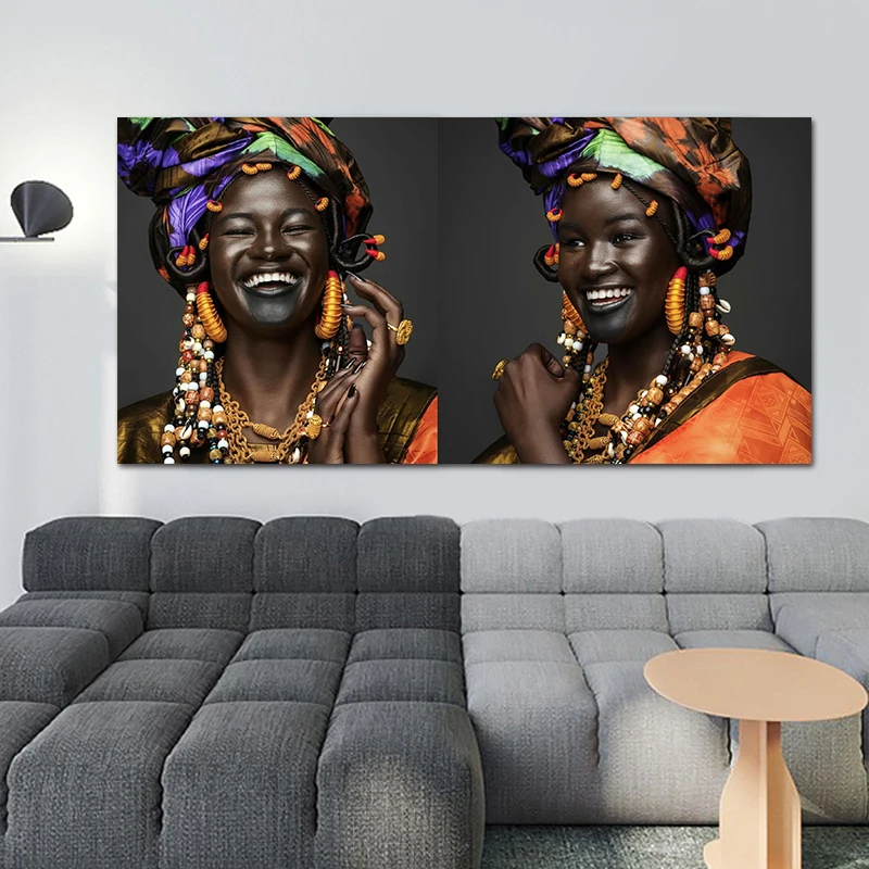 Настенные картины в африканском стиле черные женские постеры парусиновые принты