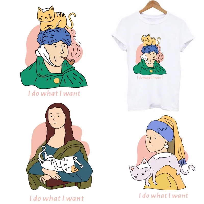 

Beautiful Girls Thermals Stickers Diy Cartoon Cat Heat Transfer For Clothes Iron On Transfers For Clothing Appliques For T-shirt