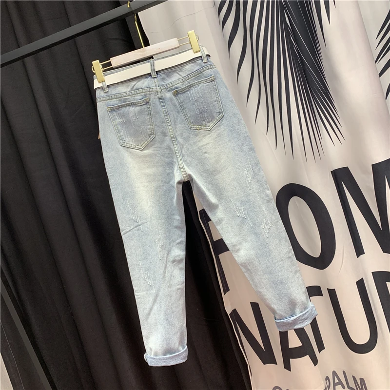 Timis Li ion аккумулятор Для женщин джинсы женские Цветочный принт милые брюки полной