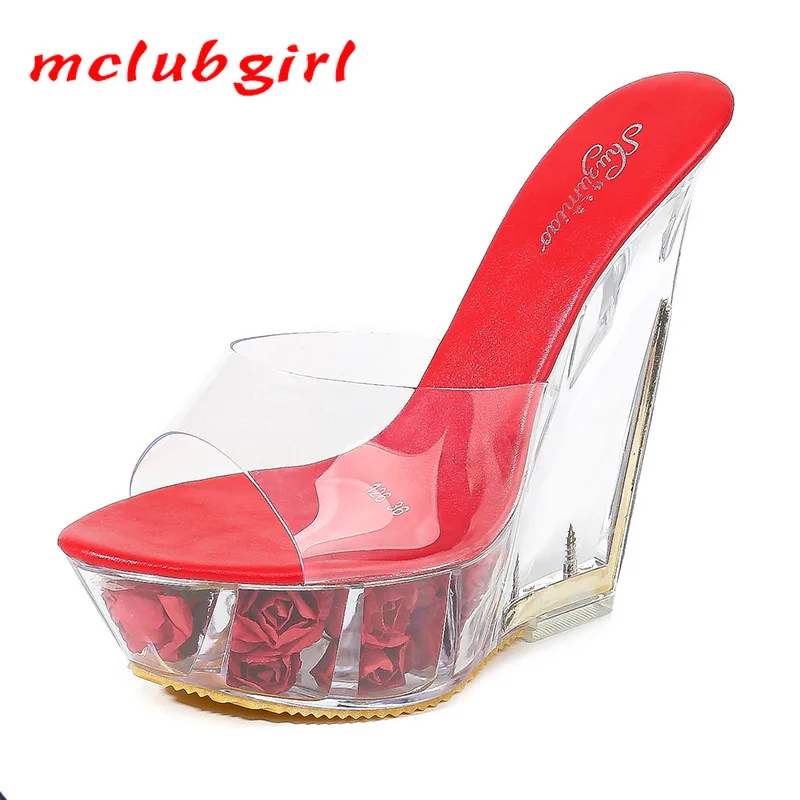 

Mclubgirl/Босоножки на платформе и очень высоком каблуке; Шлепанцы; Обувь с прозрачными кристаллами на высокой платформе 15 см; Туфли на танкетке;...