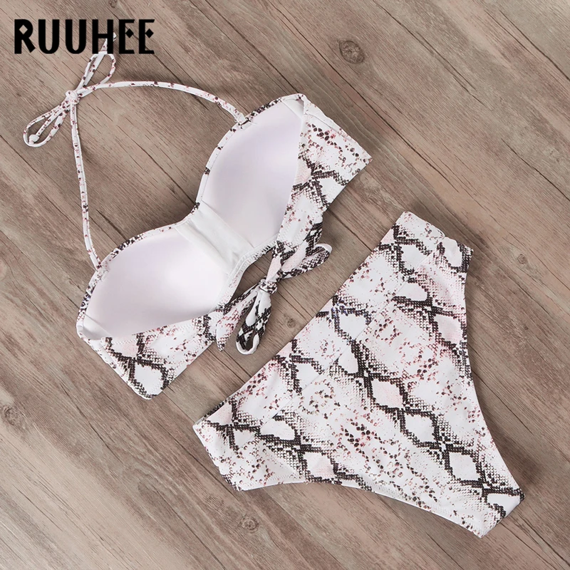RUUHEE, новинка, бикини, купальник для женщин, высокая талия, купальник, бикини, набор, пуш-ап, бандаж, купальник для женщин, женская летняя пляжная одежда