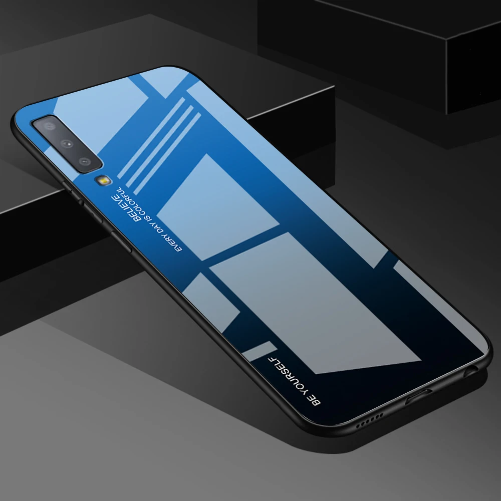 Градиент закаленное Стекло чехол для samsung Galaxy A50 A70 Примечание 10 9 8 S8 S9 S10 плюс S10e 80 30С 40С 20e A7 чехол для телефона чехол