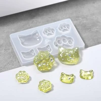 crystal epoxy diy silicone mold cat bear paw keychain jewelry pendant epoxy mold cat face cat claw for jewelry making