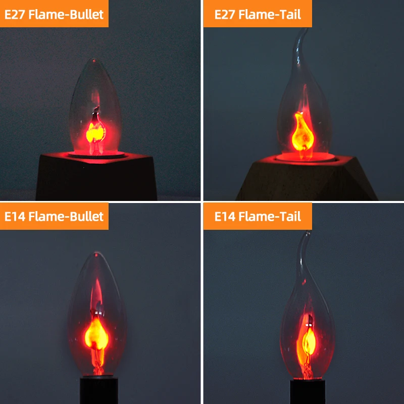 Kaguyahime 2 шт. лампа в виде пламени лампочка винтажном стиле 9 Вт Свеча хвоста 220 В 230 240