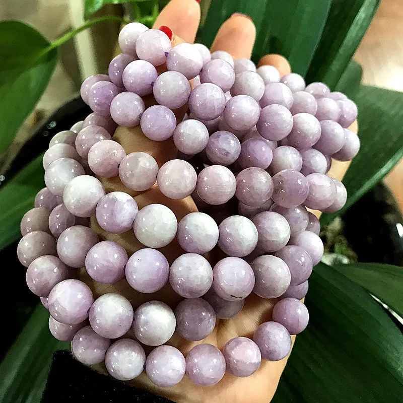Высокое качество натуральный кунцит камни круглая гладкая бусина 100% цвет без