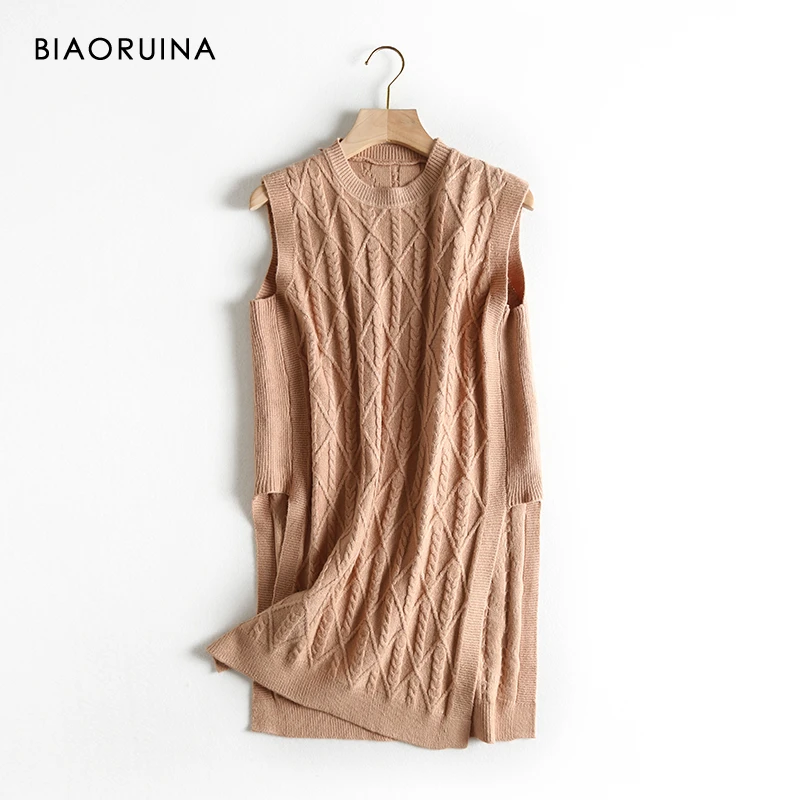 BIAORUINA Женский Повседневный однотонный вязаный жилет без рукавов женский милый