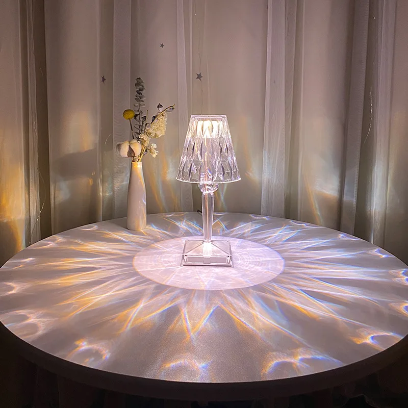 

HHHOME 3 Colors Creative Design Crystal Luxury Dimond Lamp Ambient Lighting for Bedroom Home Bar Holiday