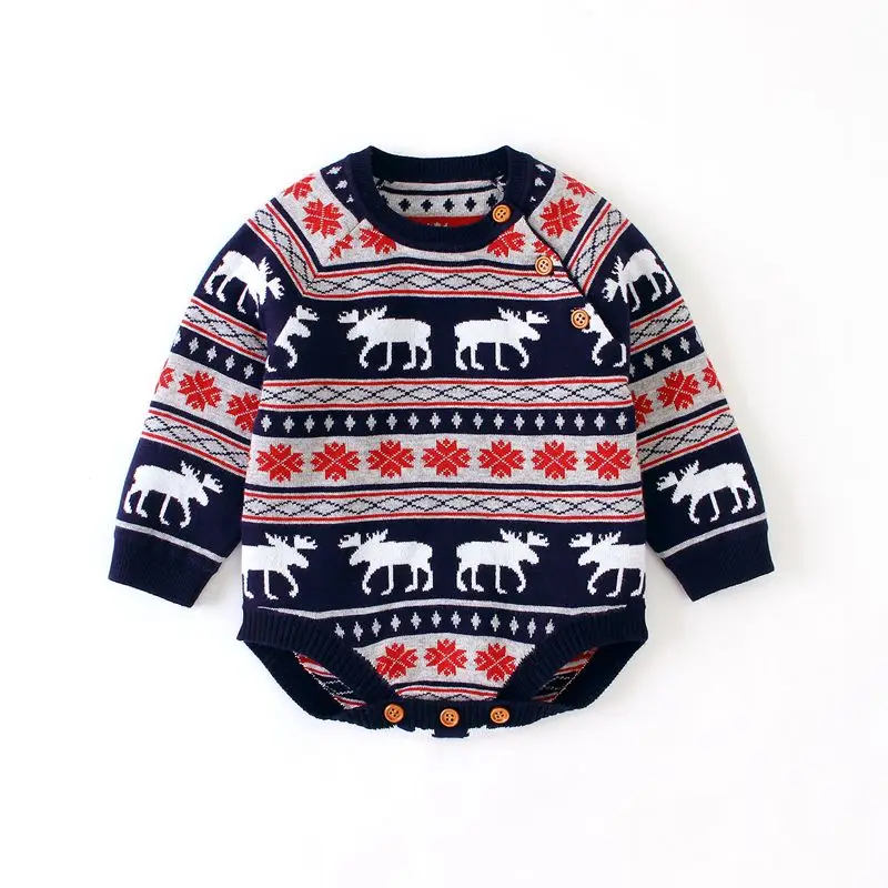 Рождественская Одежда для новорожденных мальчиков вязаные свитера девочек