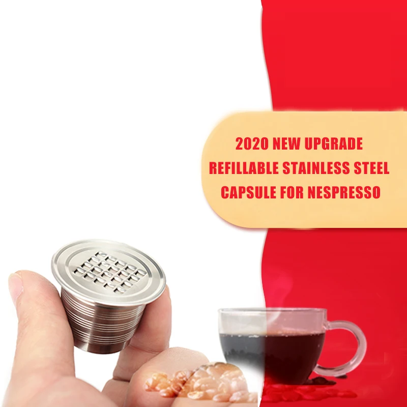 

Reusable Refillable Metal Nespresso Coffee Capsule Stainless Steel Use 500times Pod Cap Compatible Nespresso Machine Brush Spoon