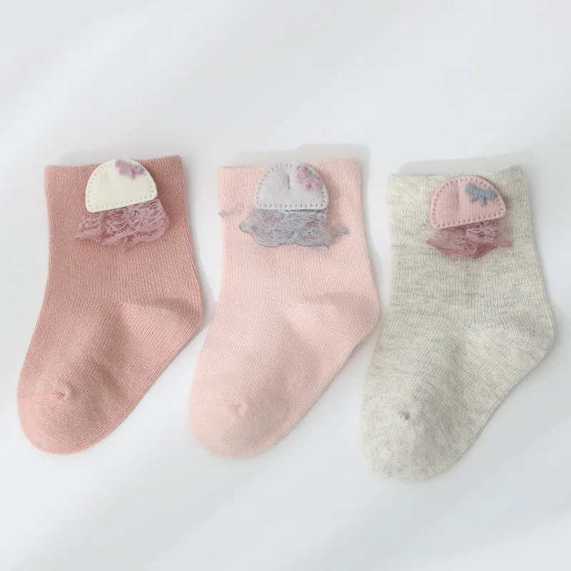 Calcetines de algod&oacute;n para ni&ntilde;os y ni&ntilde;as, medias de colores s&oacute;lidos para reci&eacute;n nacidos, primavera y verano, 3 par/lote-4