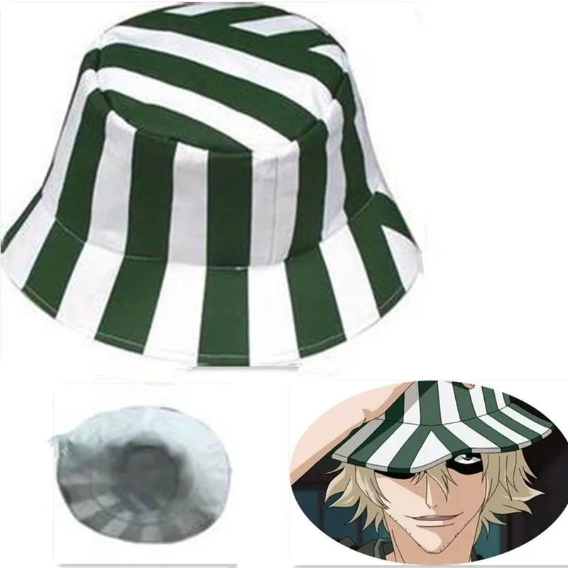 Аниме отбеливатель Урахара Kisuke Косплей шляпа купол зеленая и белая полосатая