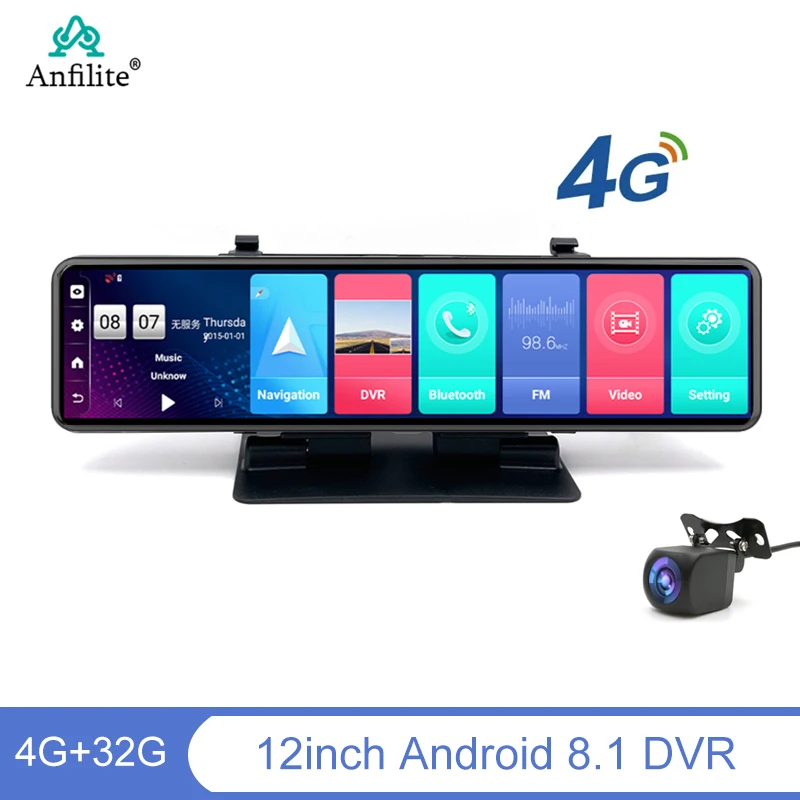 Зеркало-видеорегистратор автомобильный 12 дюймов Android 8 1 HD 1080P WiFi GPS | Автомобили и