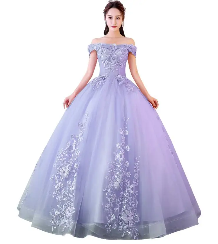 Розовые бальные платья Милая Тюль с кружевным жемчугом Vestidos De 15 Anos сладкий 16 платья Бальные вниз платья выпускного вечера - Цвет: Фиолетовый