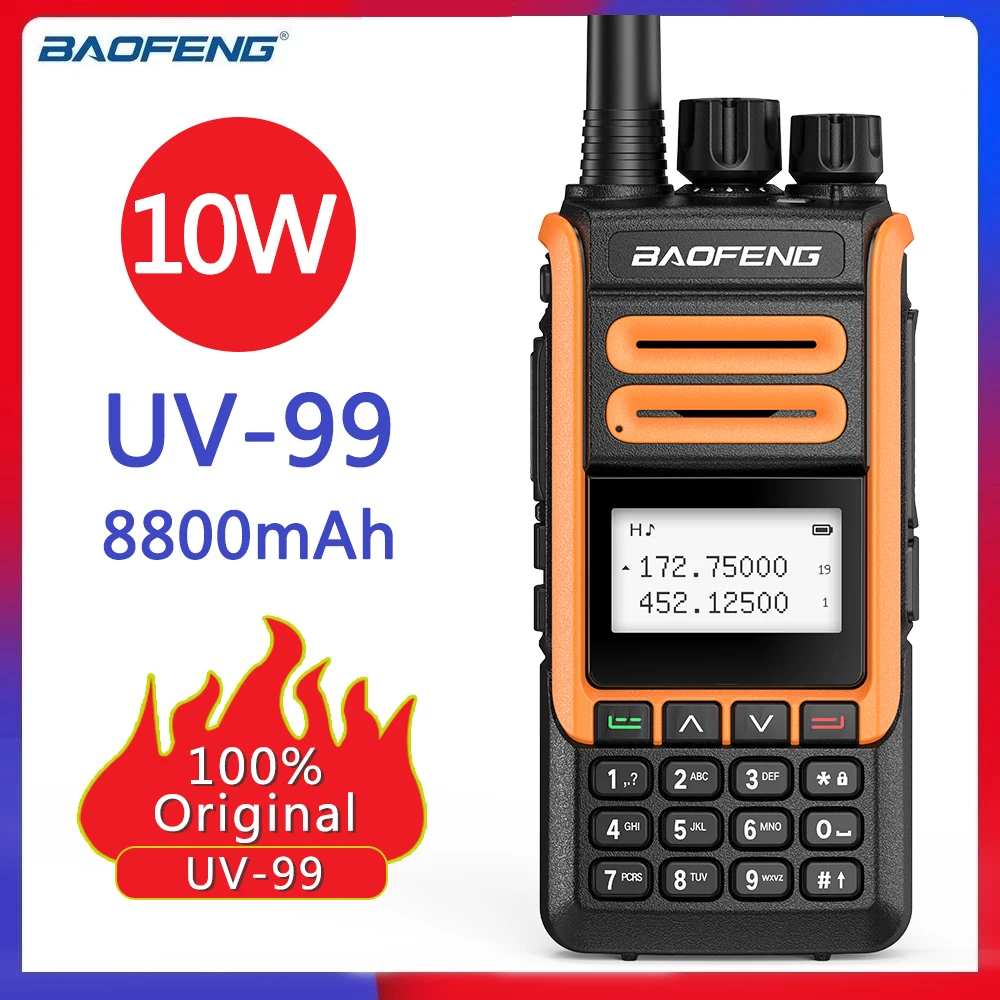 

2021 New Baofeng UV-99 10W 8800mAh Dual Band Transceiver 136-174&400-520MHz UV-82 UV-5R UV-10R Ham Radios Walkie Talkie