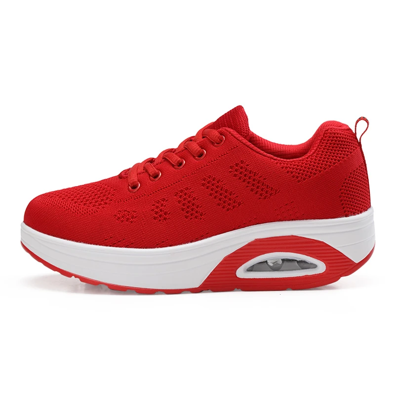 red rocking shoes Визуально увеличивающая рост обувь; женские кроссовки на танкетке; дышащая Спортивная обувь; Scarpe; для фитнеса; Donna; летняя обувь для танцев - Цвет: red rocking shoes