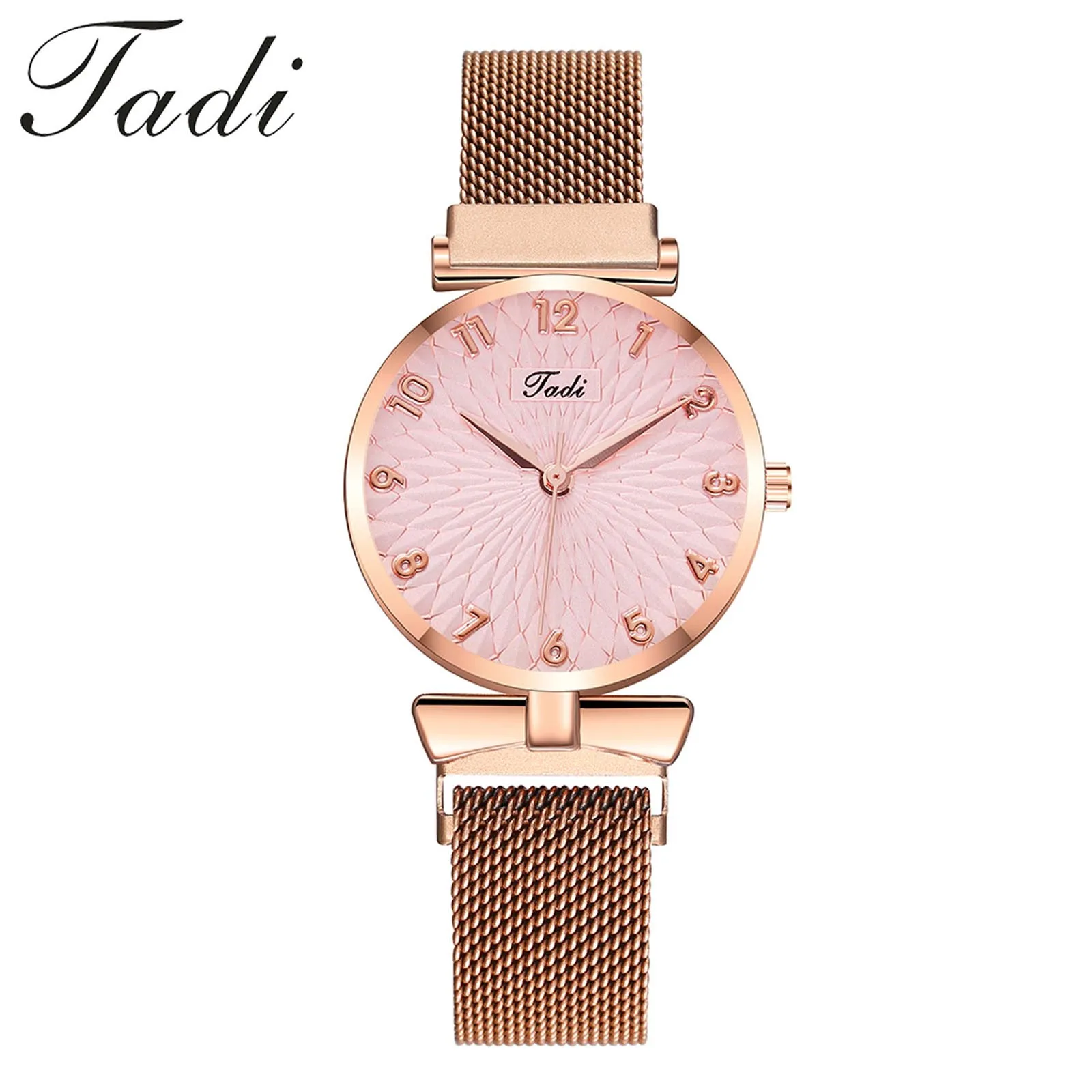 

GADI Water ripple print dial Ladies Stainless Steel Steel Band Watch Strap Ladies Watch montre fille Fashion 2-piece set WD5