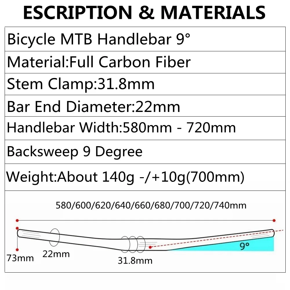 Полностью UD Руль из углеродного волокна для горного велосипеда горный велосипед