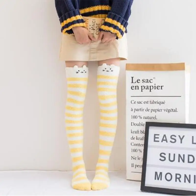 Женские носки до бедра для девочек зимние вязаные теплые толстые высокие Гольфы