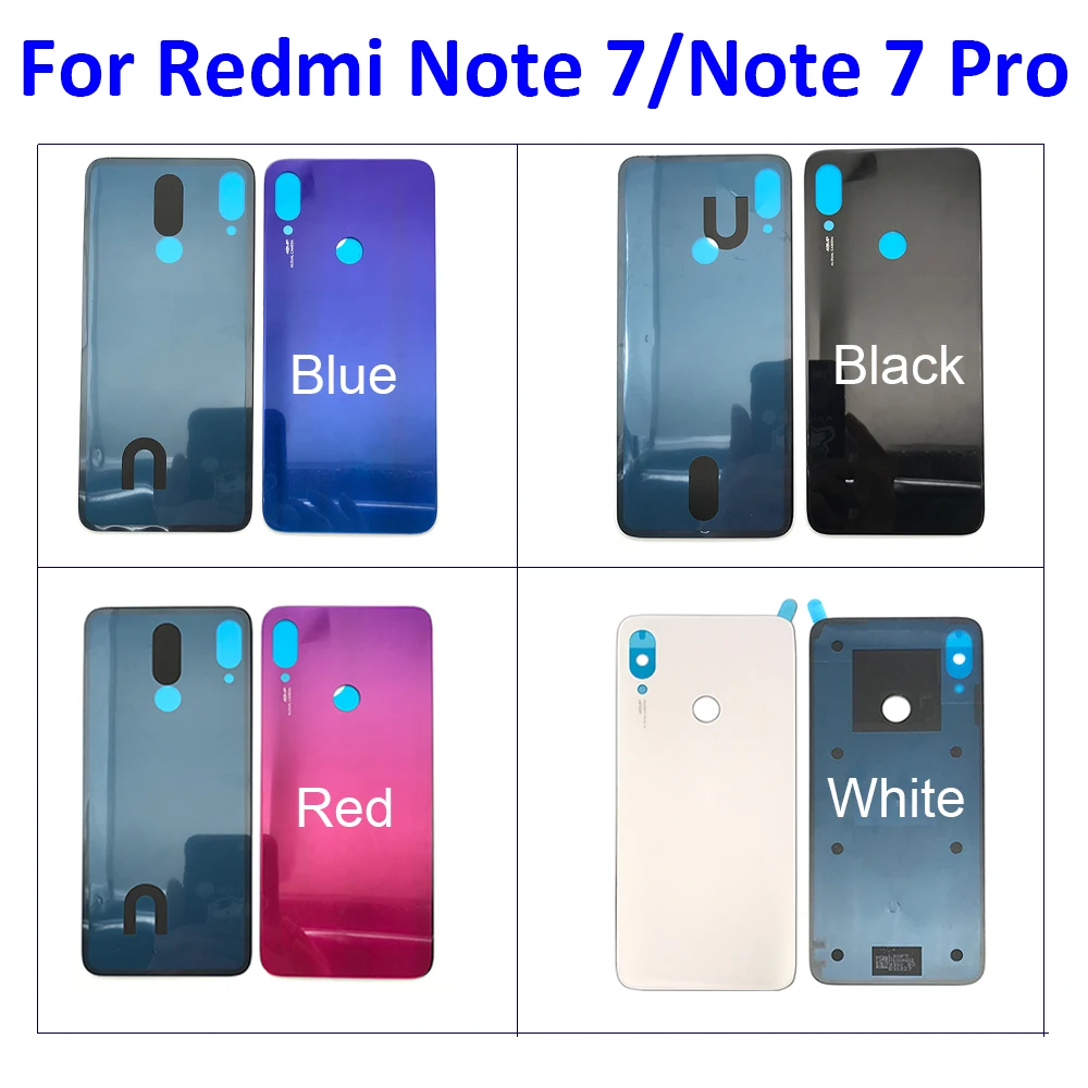 

Крышка батарейного отсека задняя стеклянная панель Задняя Дверь Корпус Сменный Чехол для Xiaomi Redmi Note 7 / 7 Pro с клейким слоем с логотипом