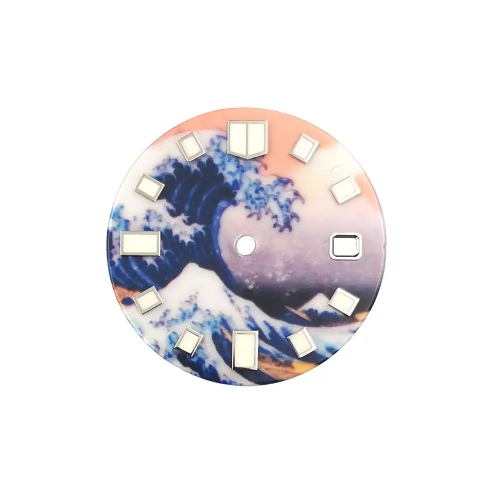 

28.5mm dial Literally Full Luminous Kanagawa Surfing Watch Dial Fit miyota 8215 8205 821A DG2813 3804