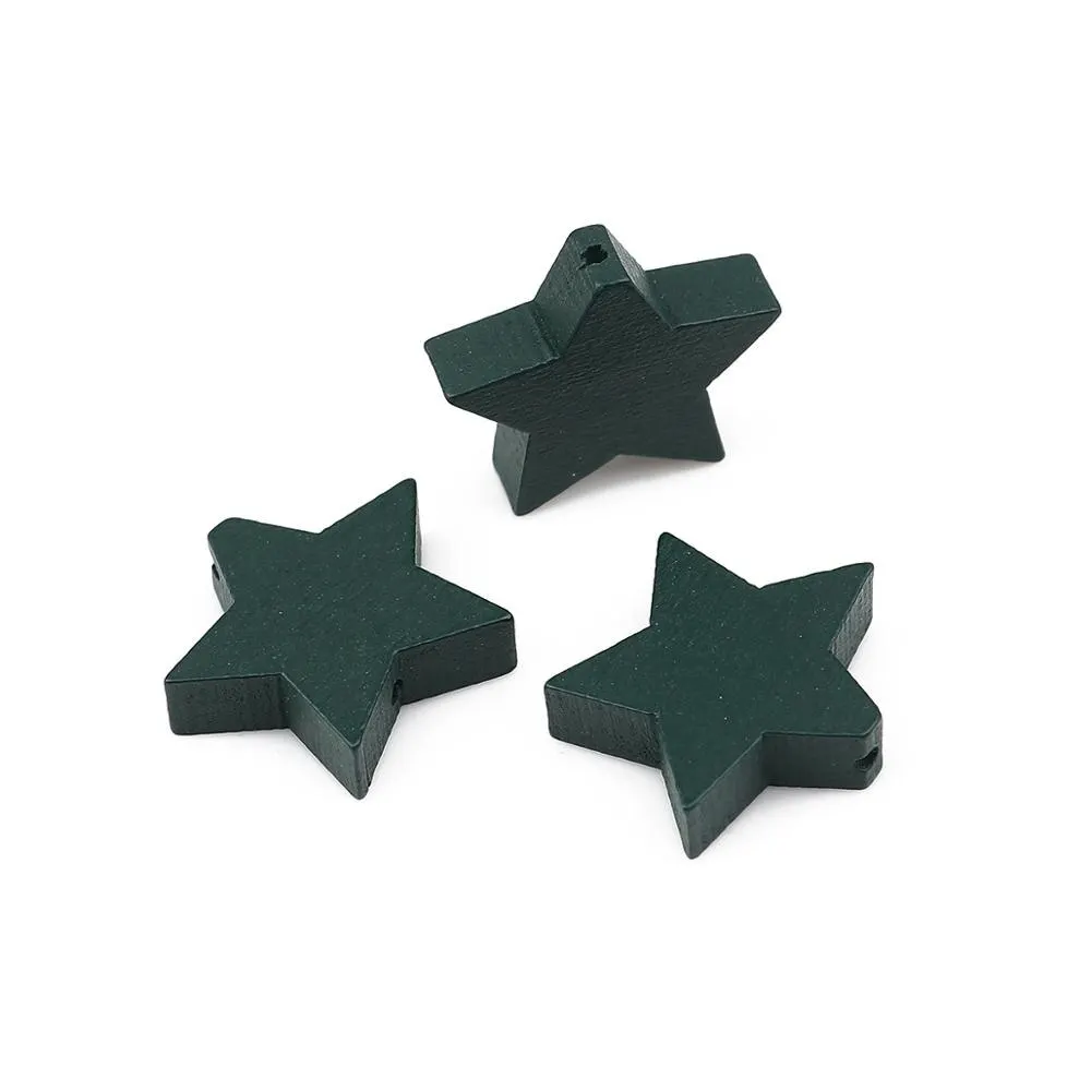 Doreen Box Natural Wooden Spacer Beads Pentagram Star Pendant Loose Decor for DIY Jewelry Making Necklace Finding 30PCs | Украшения и
